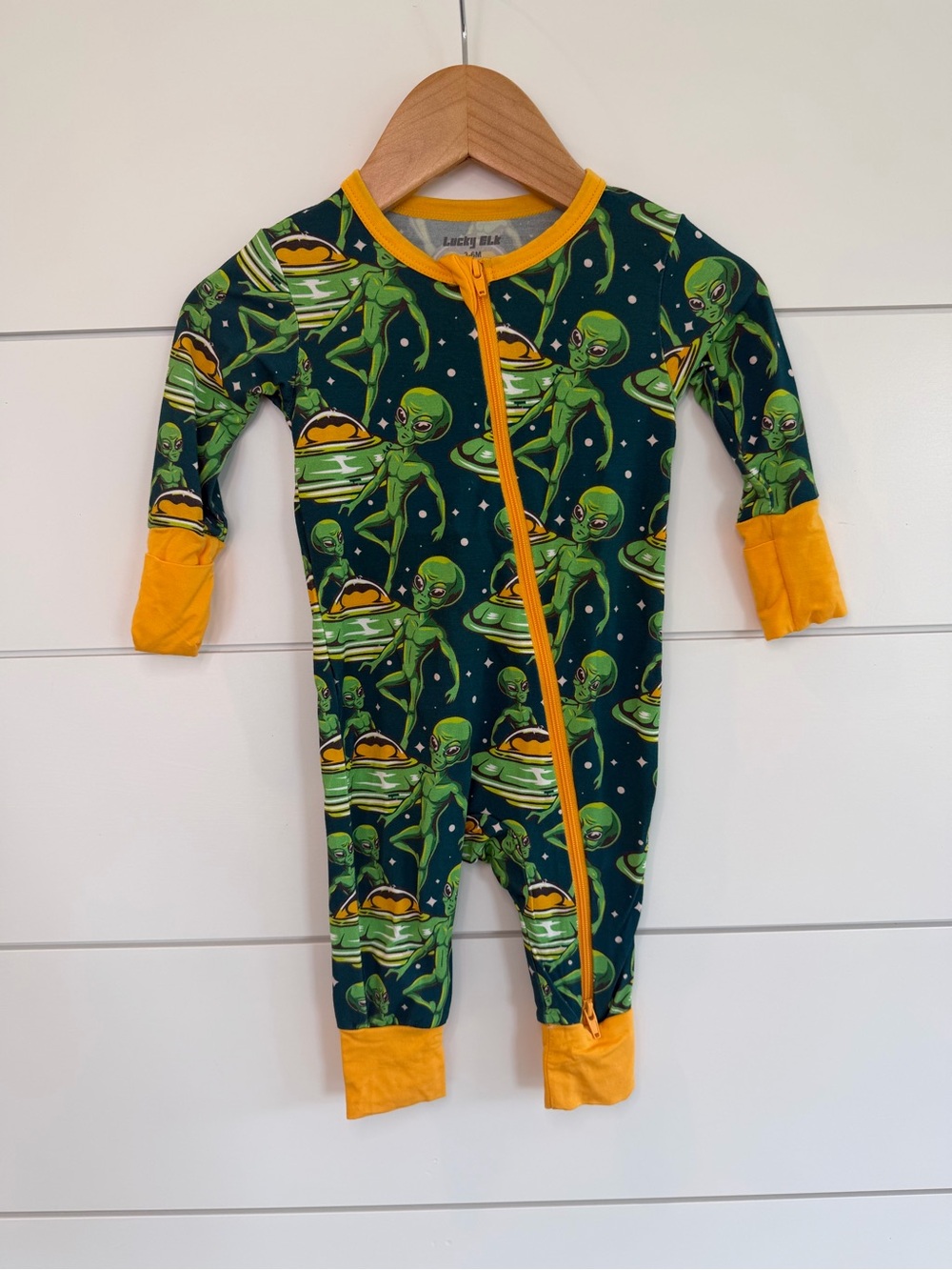 Lucky Elk Bamboo Zippy 3-6M Alien UFO Spacecore Unisex EUC Soft Pajamas Romper